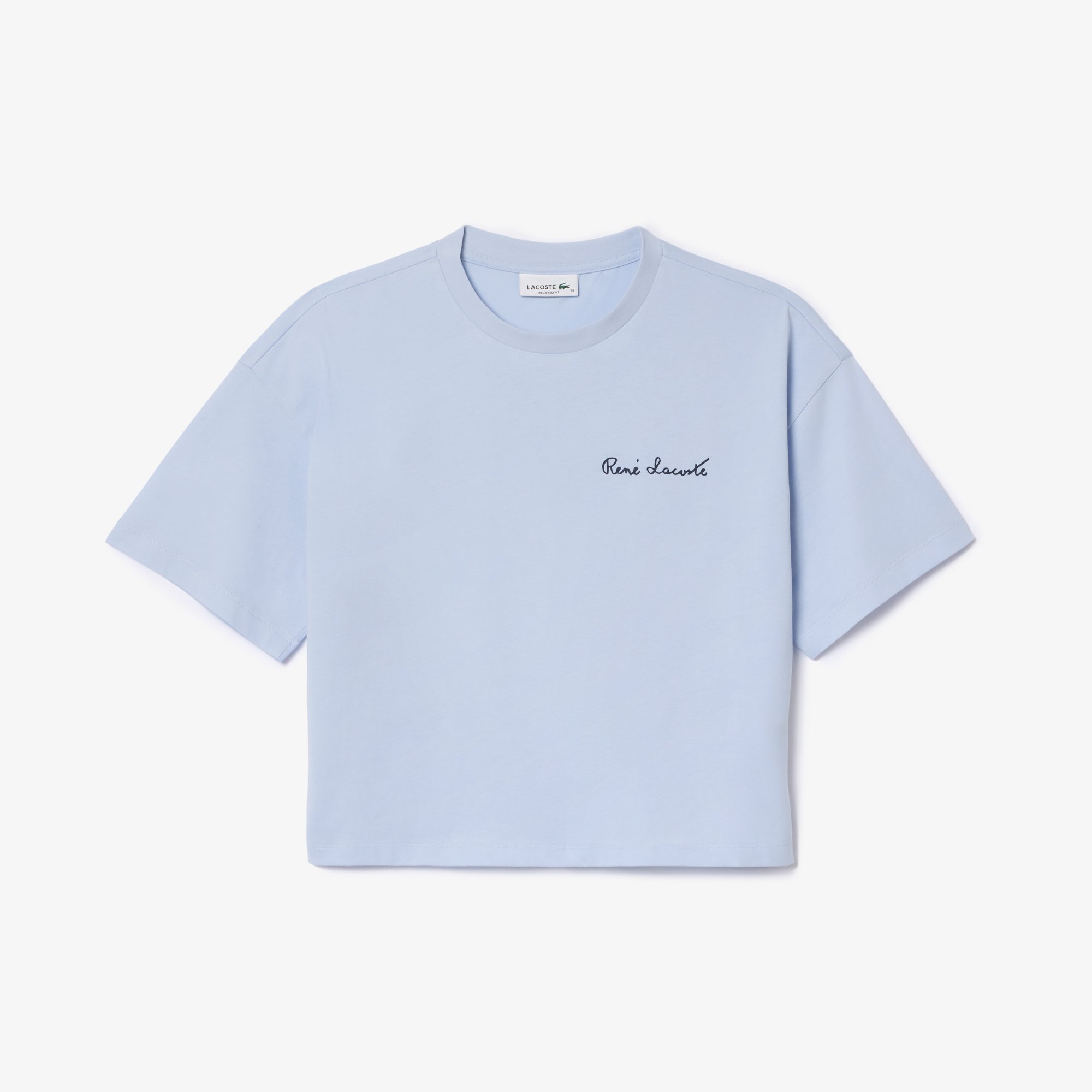 Áo Thun Lacoste Nữ Dáng Rộng Chất Liệu Cotton Có Huy Hiệu