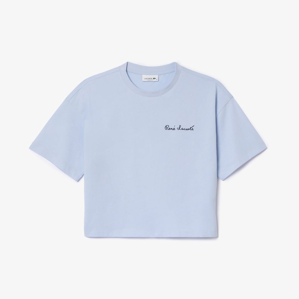 Áo Thun Lacoste Nữ Dáng Rộng Chất Liệu Cotton Có Huy Hiệu