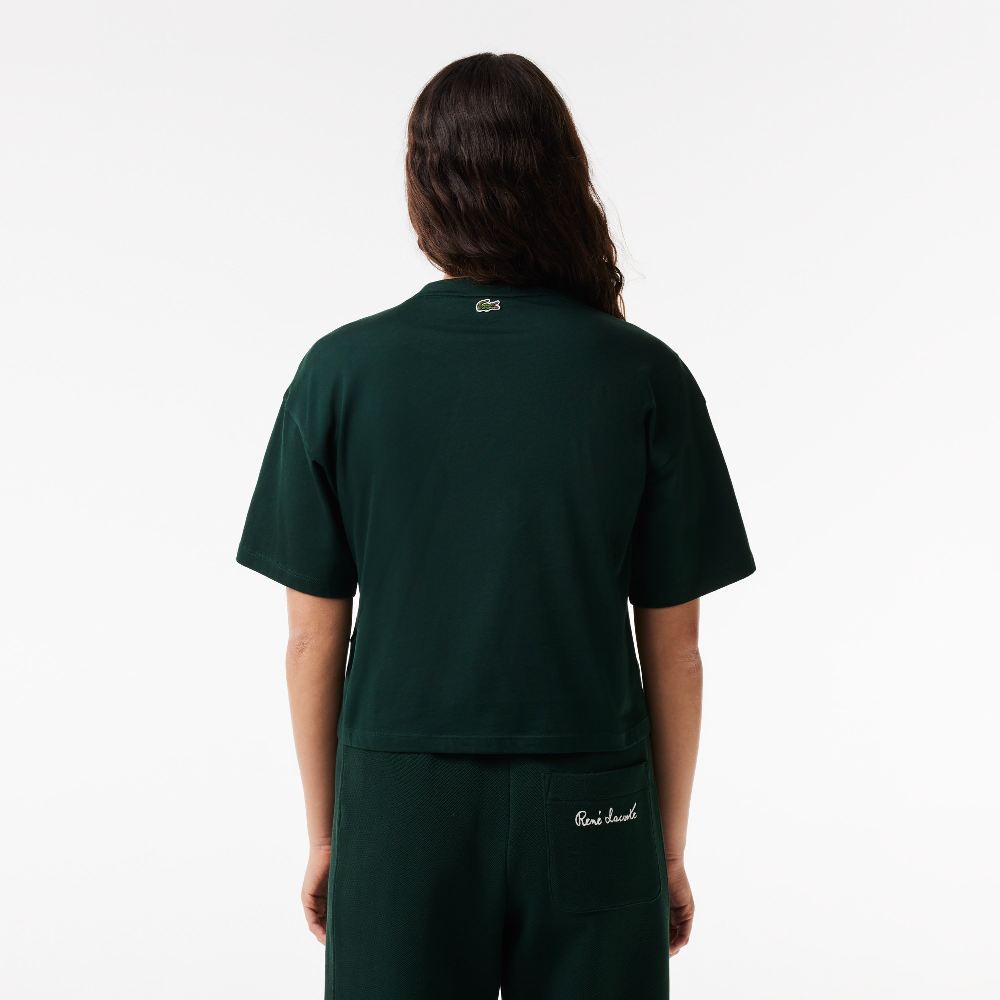 Áo Thun Lacoste Nữ Dáng Rộng Chất Liệu Cotton Có Huy Hiệu