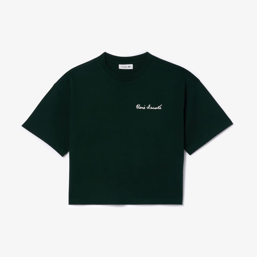 Áo Thun Lacoste Nữ Dáng Rộng Chất Liệu Cotton Có Huy Hiệu