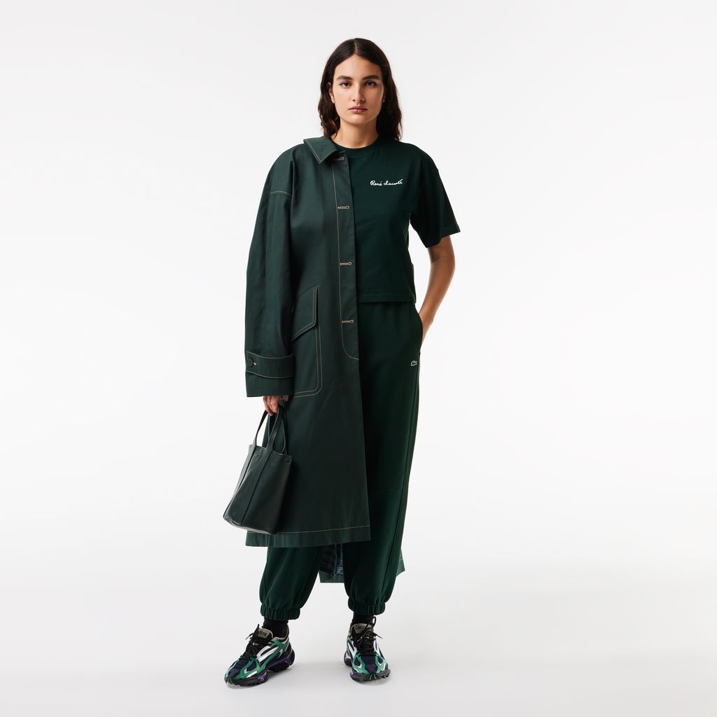 Áo Thun Lacoste Nữ Dáng Rộng Chất Liệu Cotton Có Huy Hiệu