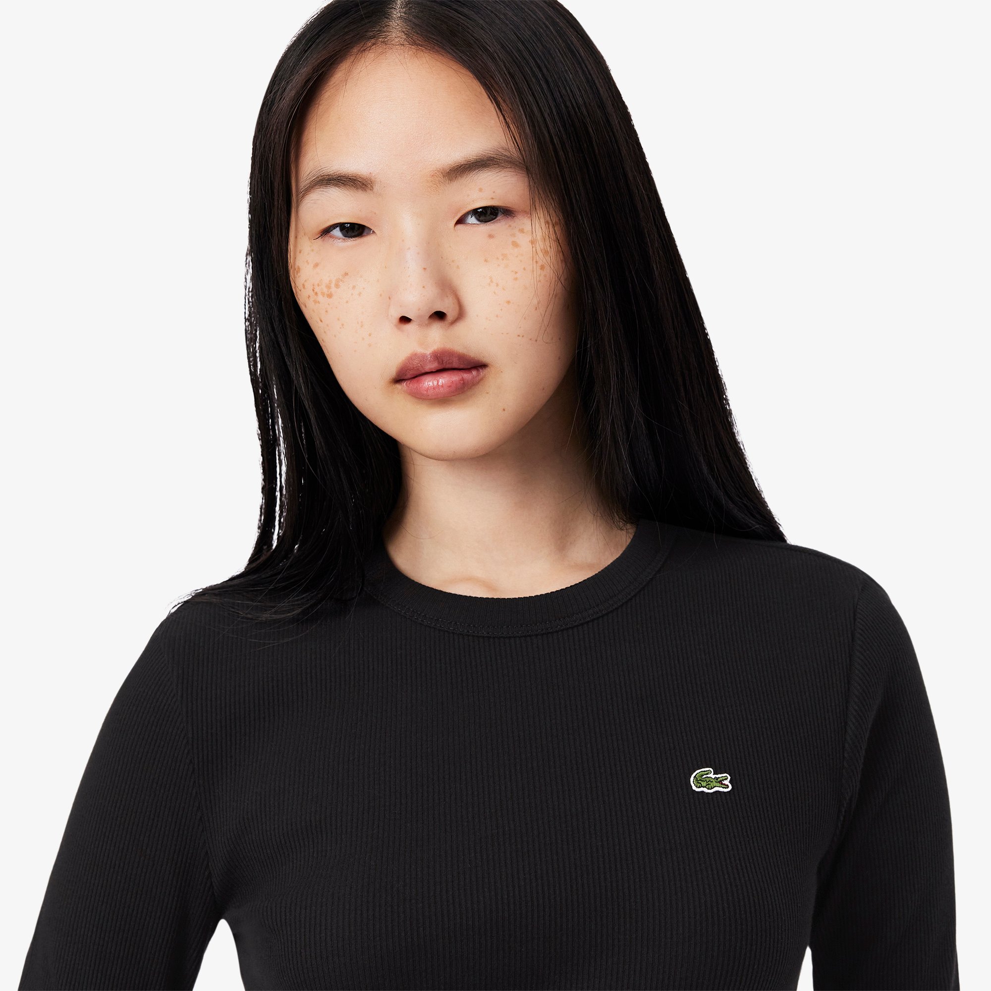 Áo Thun Lacoste Nữ Ôm Dáng Chất Liệu Cotton Gân