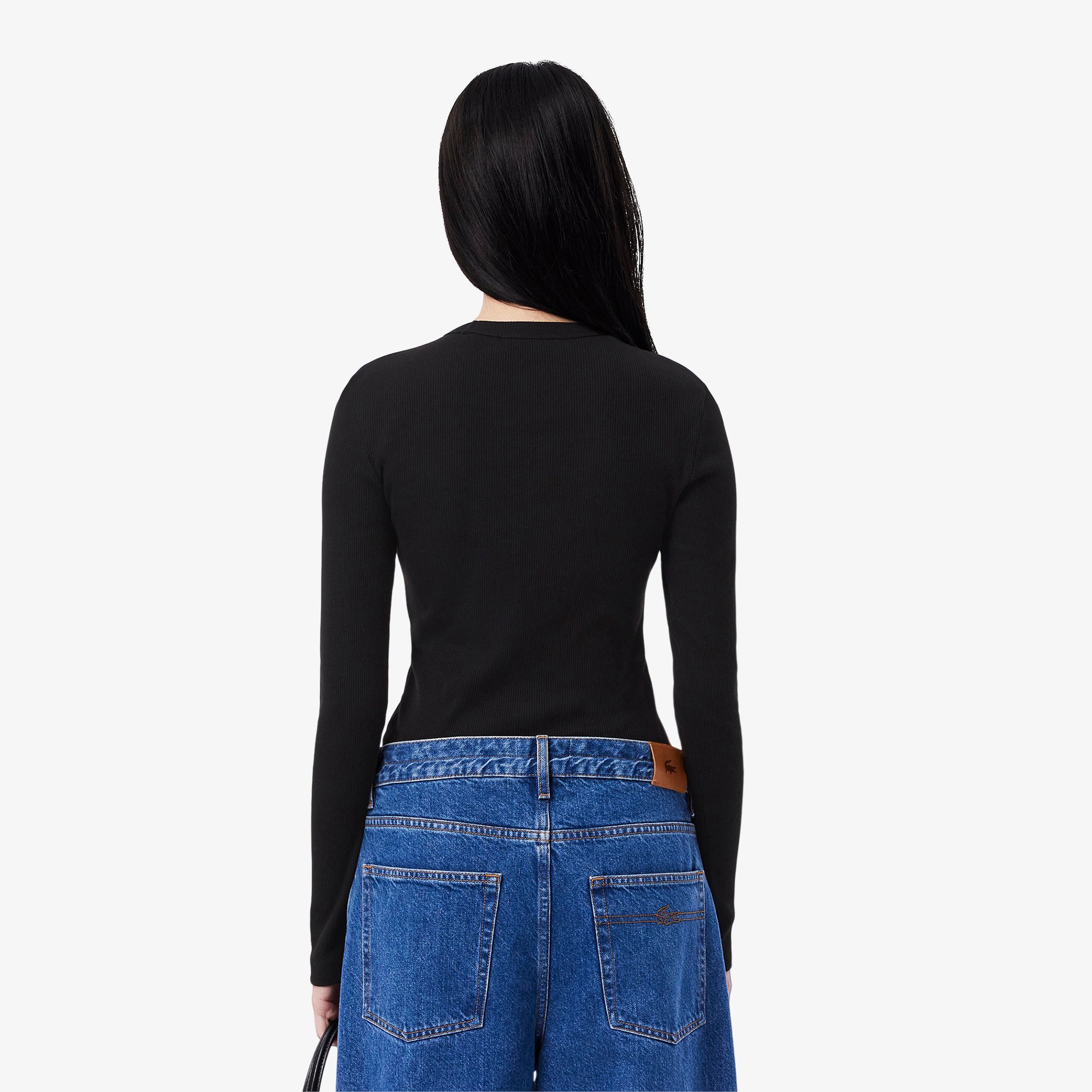 Áo Thun Lacoste Nữ Ôm Dáng Chất Liệu Cotton Gân