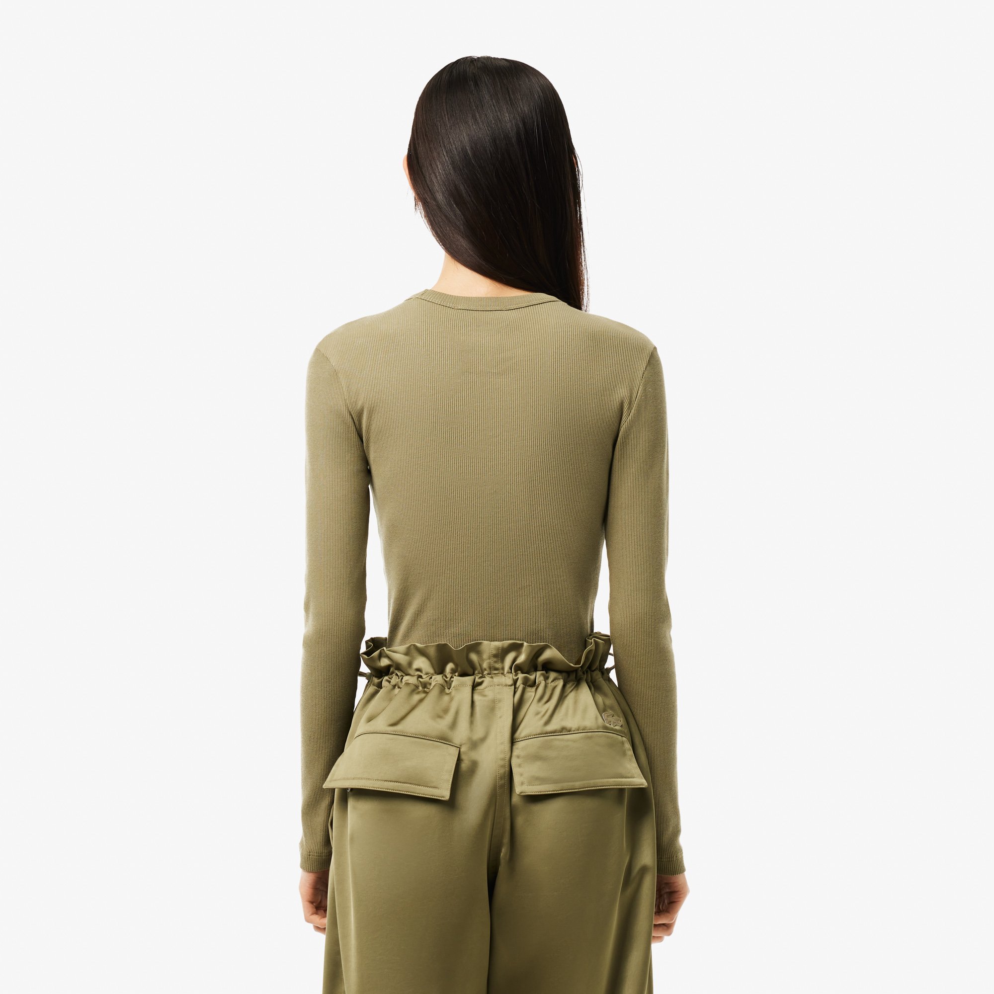 Áo Thun Lacoste Nữ Ôm Dáng Chất Liệu Cotton Gân
