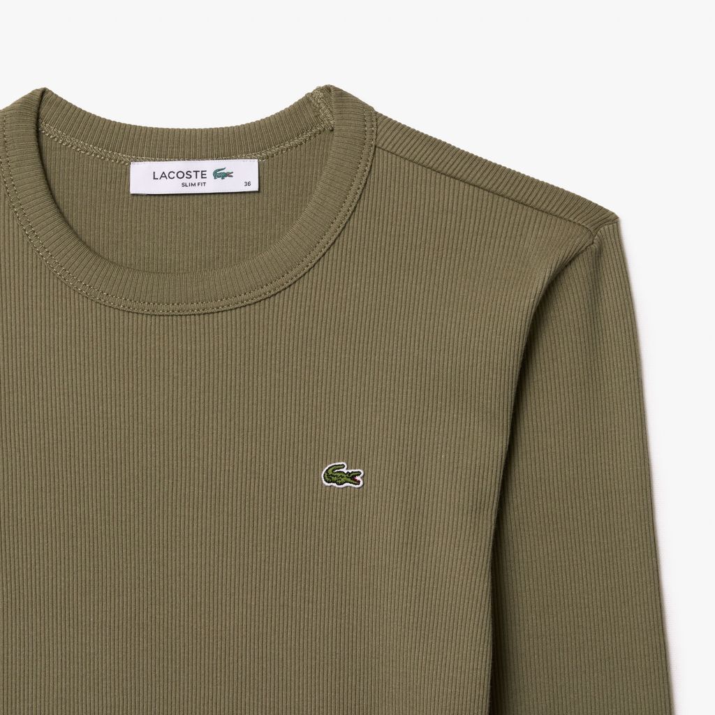 Áo Thun Lacoste Nữ Ôm Dáng Chất Liệu Cotton Gân