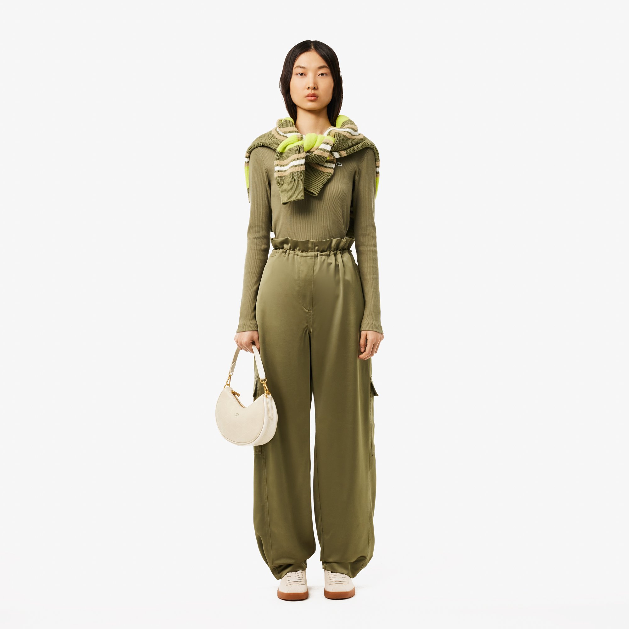 Áo Thun Lacoste Nữ Ôm Dáng Chất Liệu Cotton Gân