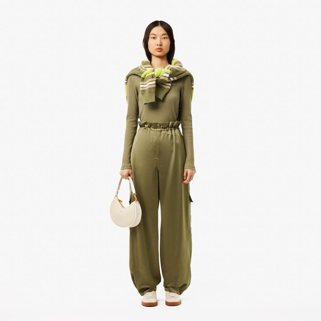 Áo Thun Lacoste Nữ Ôm Dáng Chất Liệu Cotton Gân