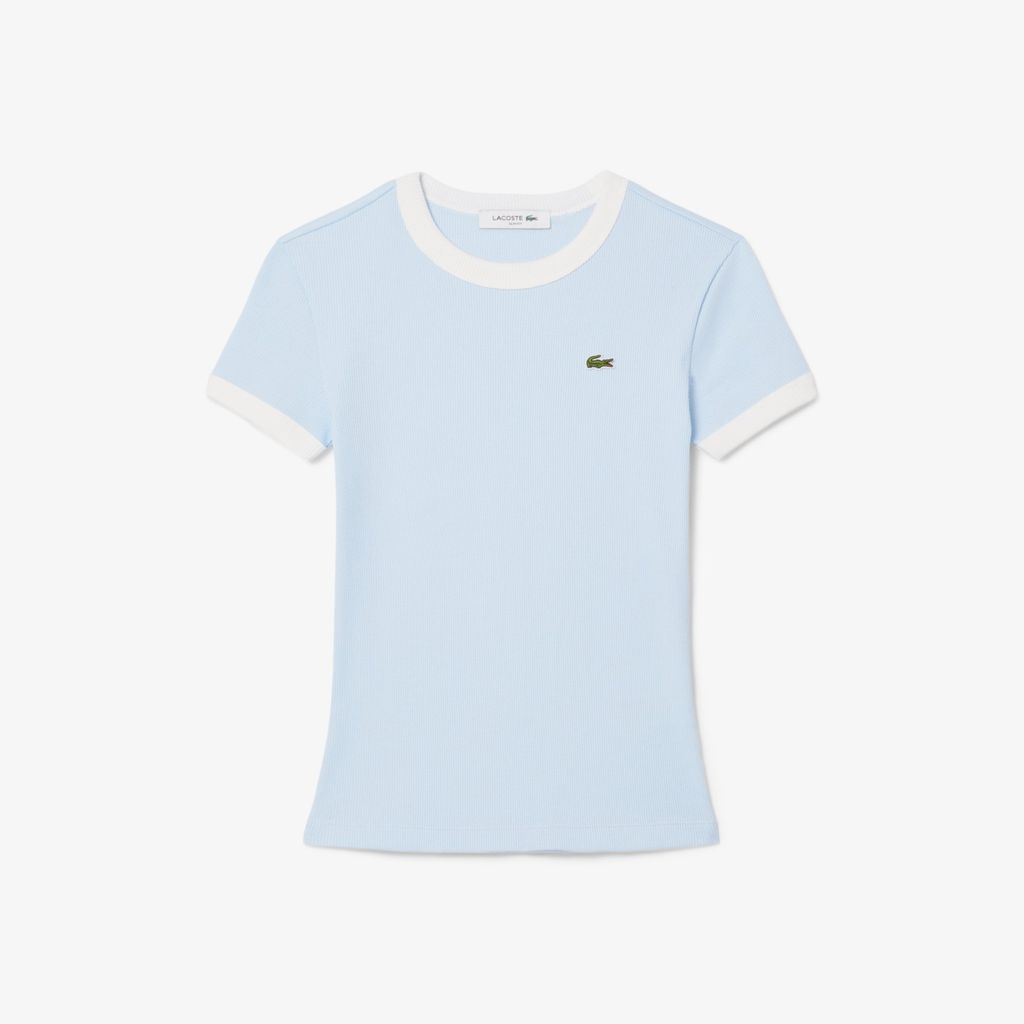 Áo Thun Lacoste Nữ Ôm Dáng Họa Tiết Phối Màu Nổi Bật