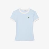Áo Thun Lacoste Nữ Ôm Dáng Họa Tiết Phối Màu Nổi Bật