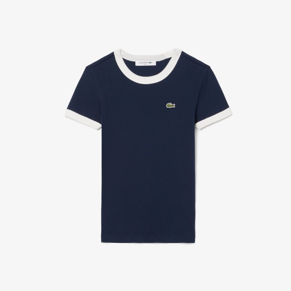 Áo Thun Lacoste Nữ Ôm Dáng Họa Tiết Phối Màu Nổi Bật