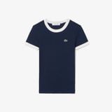 Áo Thun Lacoste Nữ Ôm Dáng Họa Tiết Phối Màu Nổi Bật