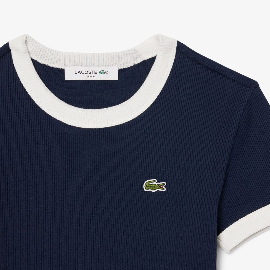 Áo Thun Lacoste Nữ Ôm Dáng Họa Tiết Phối Màu Nổi Bật