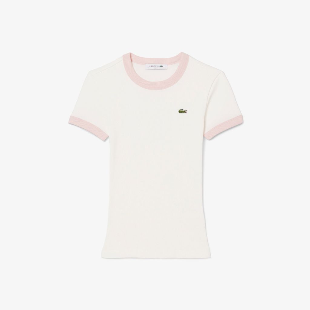 Áo Thun Lacoste Nữ Ôm Dáng Họa Tiết Phối Màu Nổi Bật