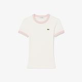 Áo Thun Lacoste Nữ Ôm Dáng Họa Tiết Phối Màu Nổi Bật
