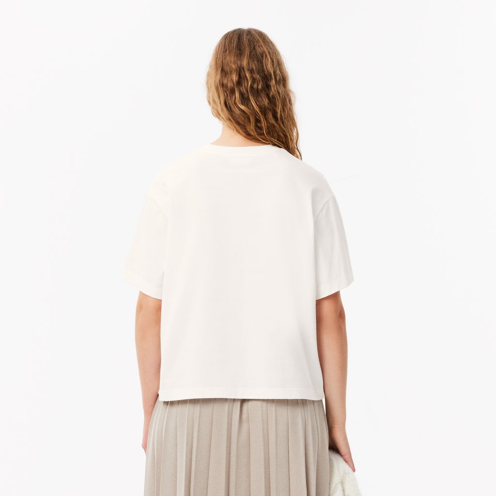 Áo Thun Lacoste Nữ Oversize Chất Liệu Cotton Họa Tiết In Hoa