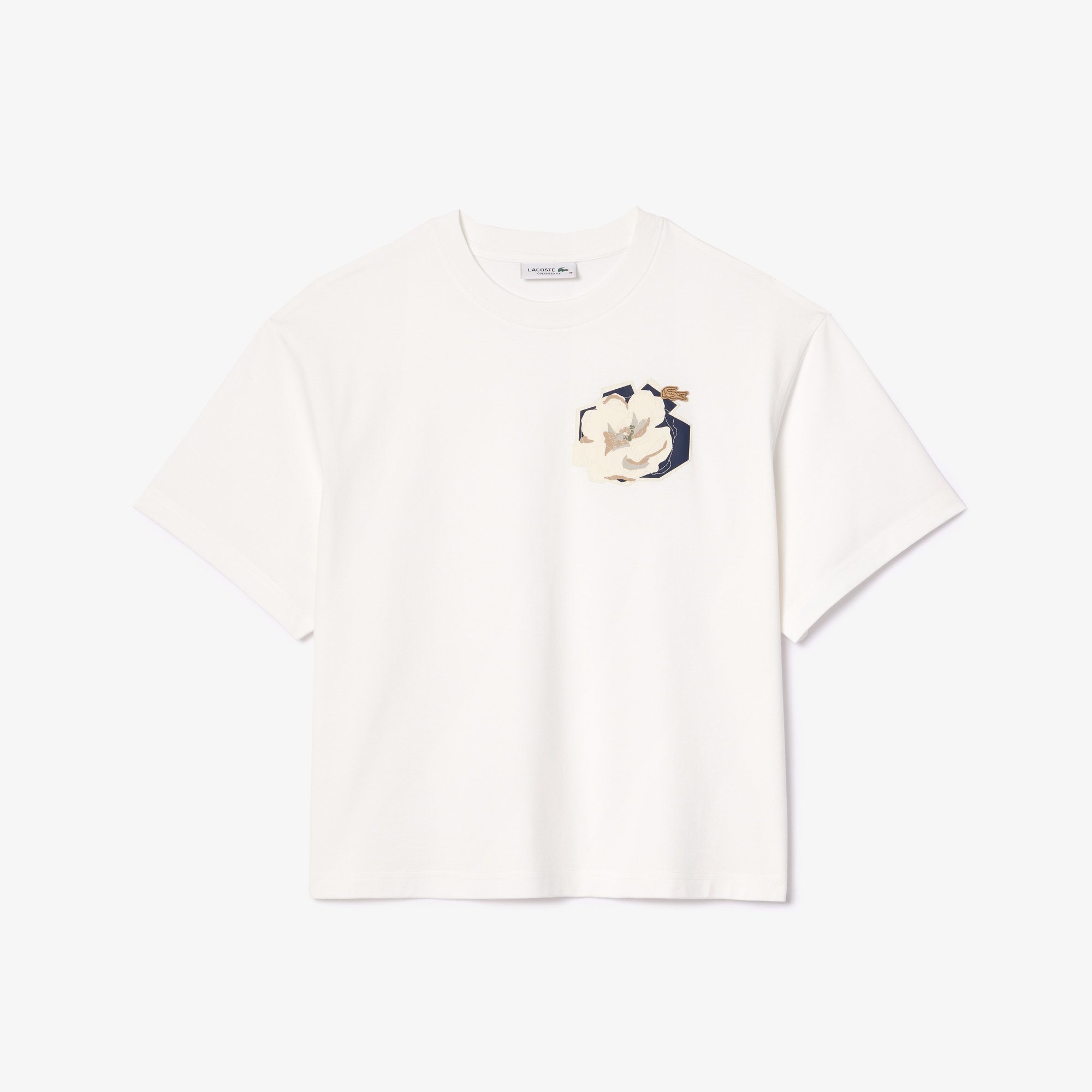 Áo Thun Lacoste Nữ Oversize Chất Liệu Cotton Họa Tiết In Hoa