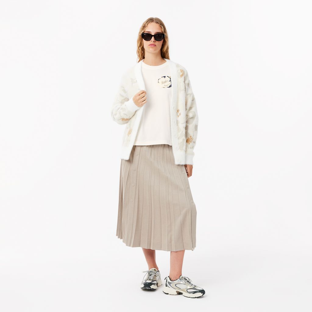Áo Thun Lacoste Nữ Oversize Chất Liệu Cotton Họa Tiết In Hoa