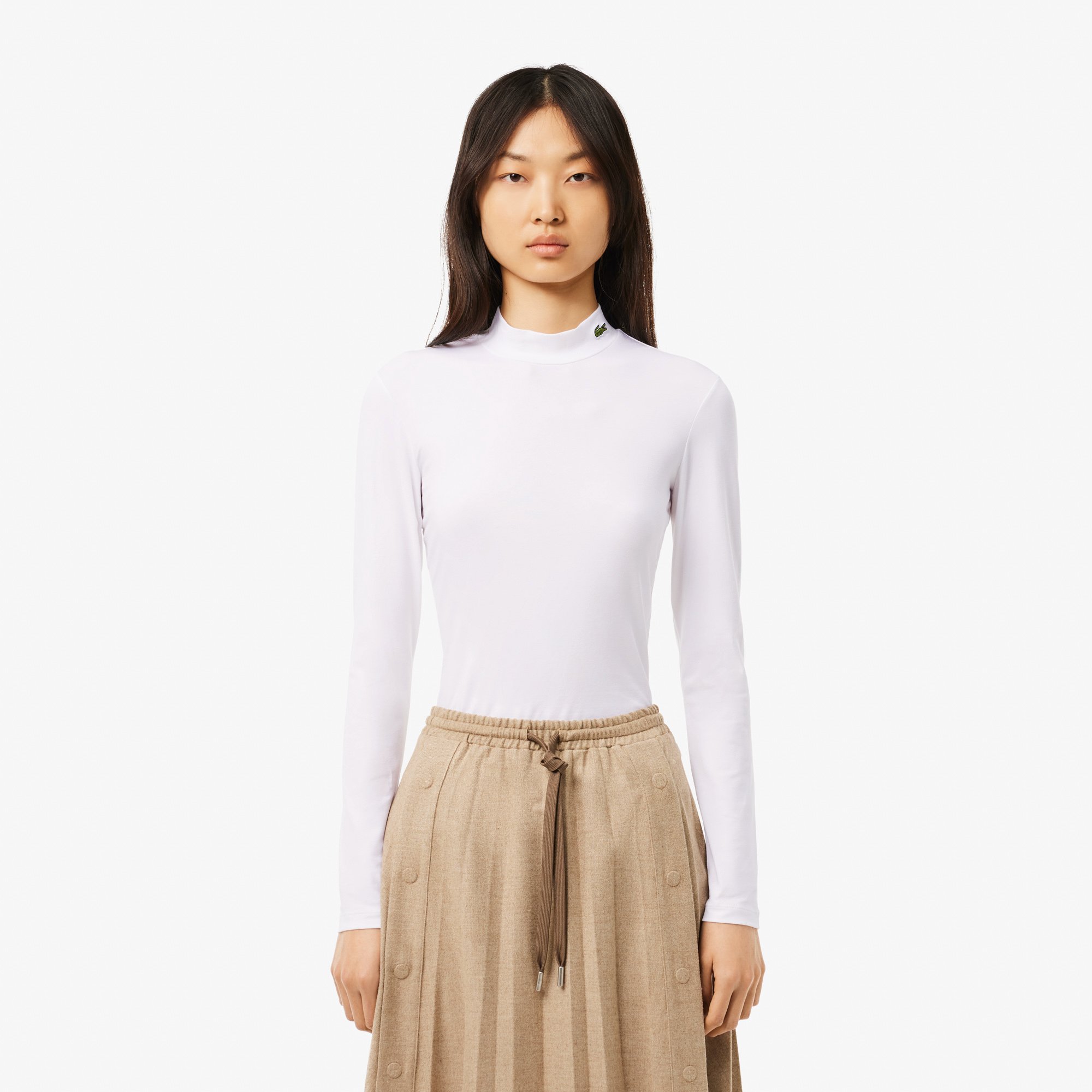 Áo Thun Lacoste Nữ Ôm Dáng Chất Liệu Cotton Co Dãn