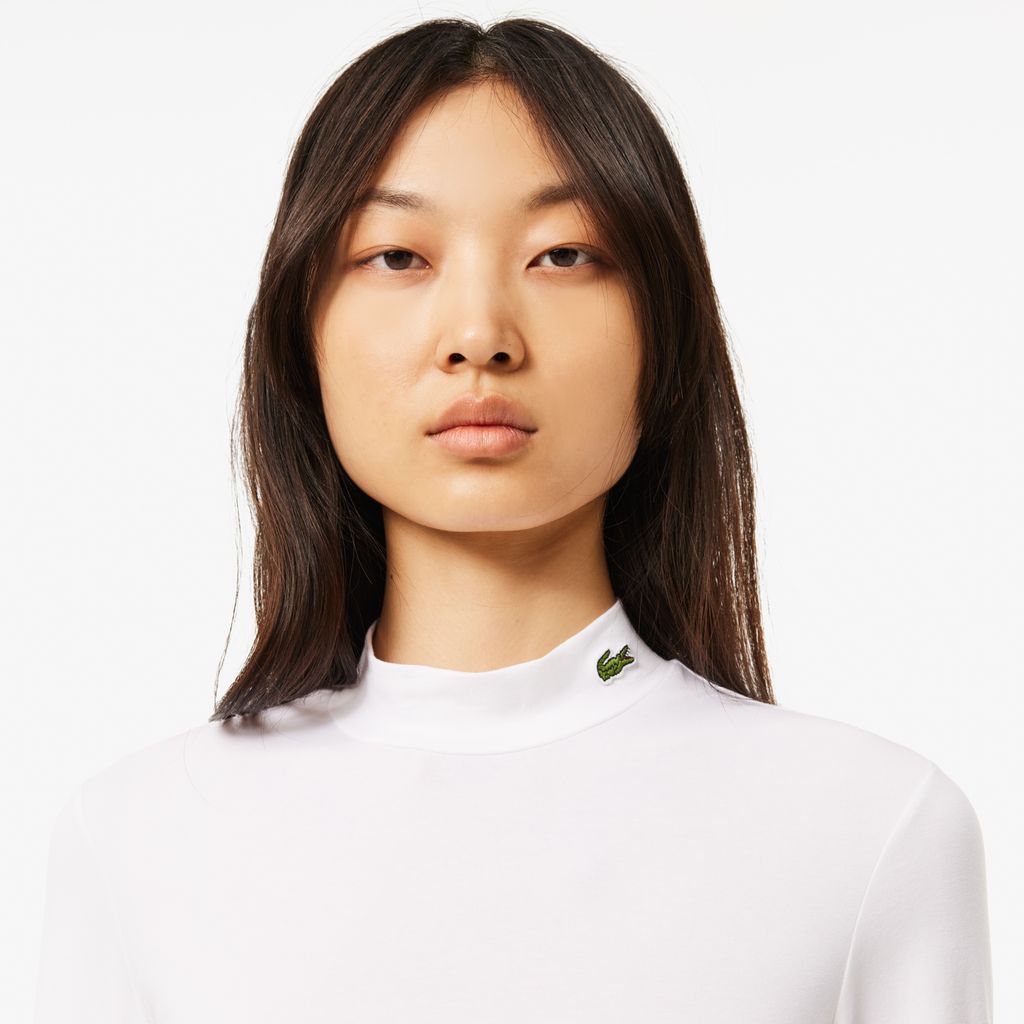 Áo Thun Lacoste Nữ Ôm Dáng Chất Liệu Cotton Co Dãn