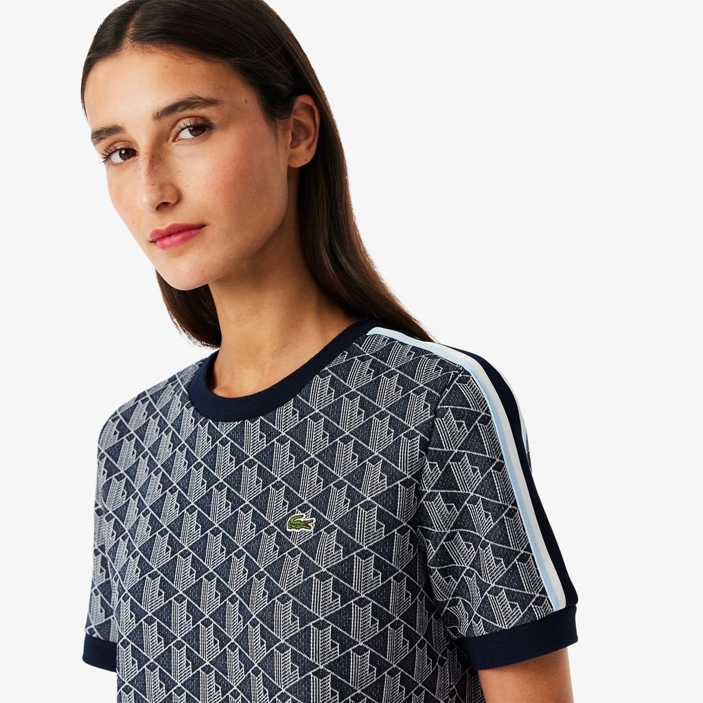 Áo Thun Lacoste Nữ Ôm Dáng Hoạt Tiết Jacquard Monogram