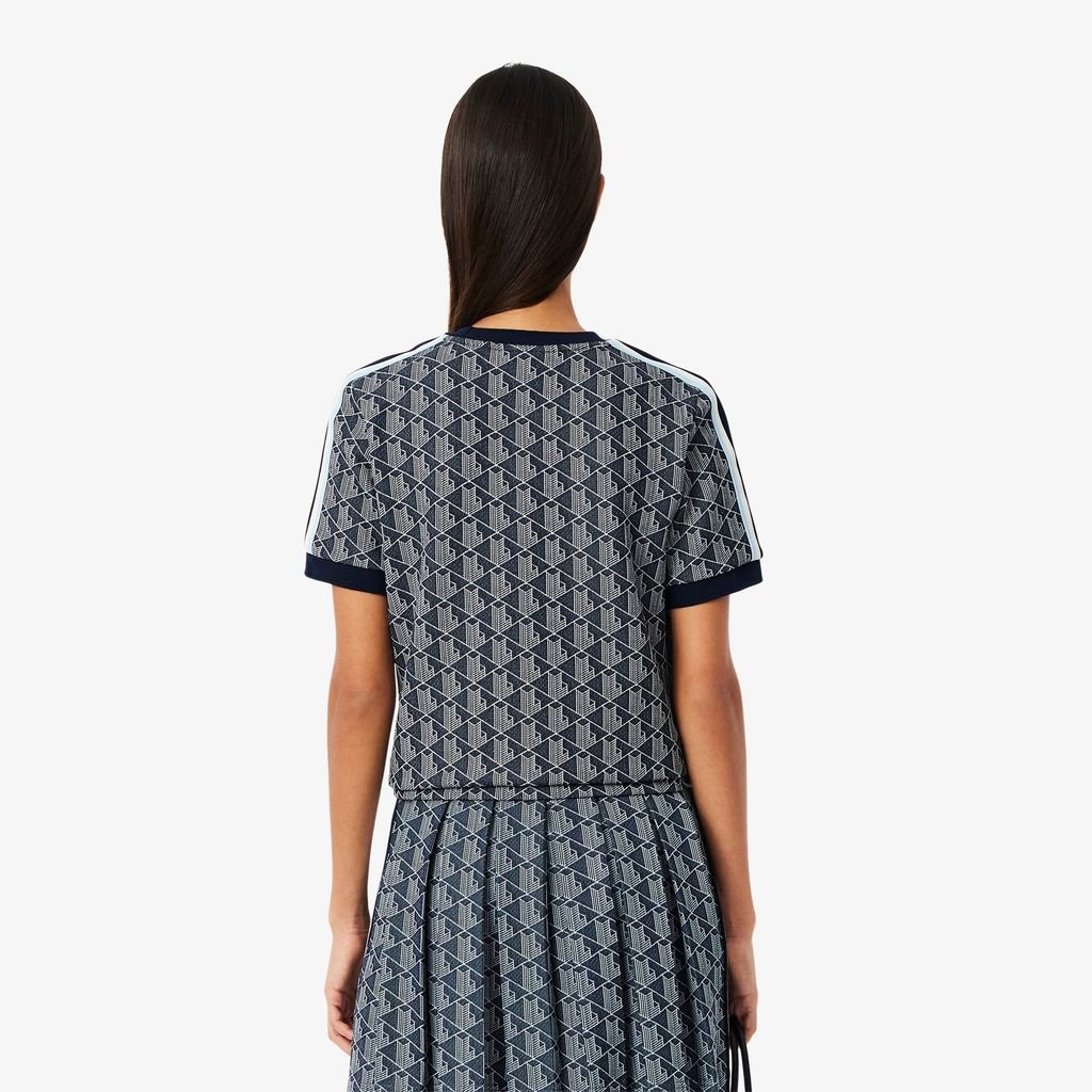 Áo Thun Lacoste Nữ Ôm Dáng Hoạt Tiết Jacquard Monogram