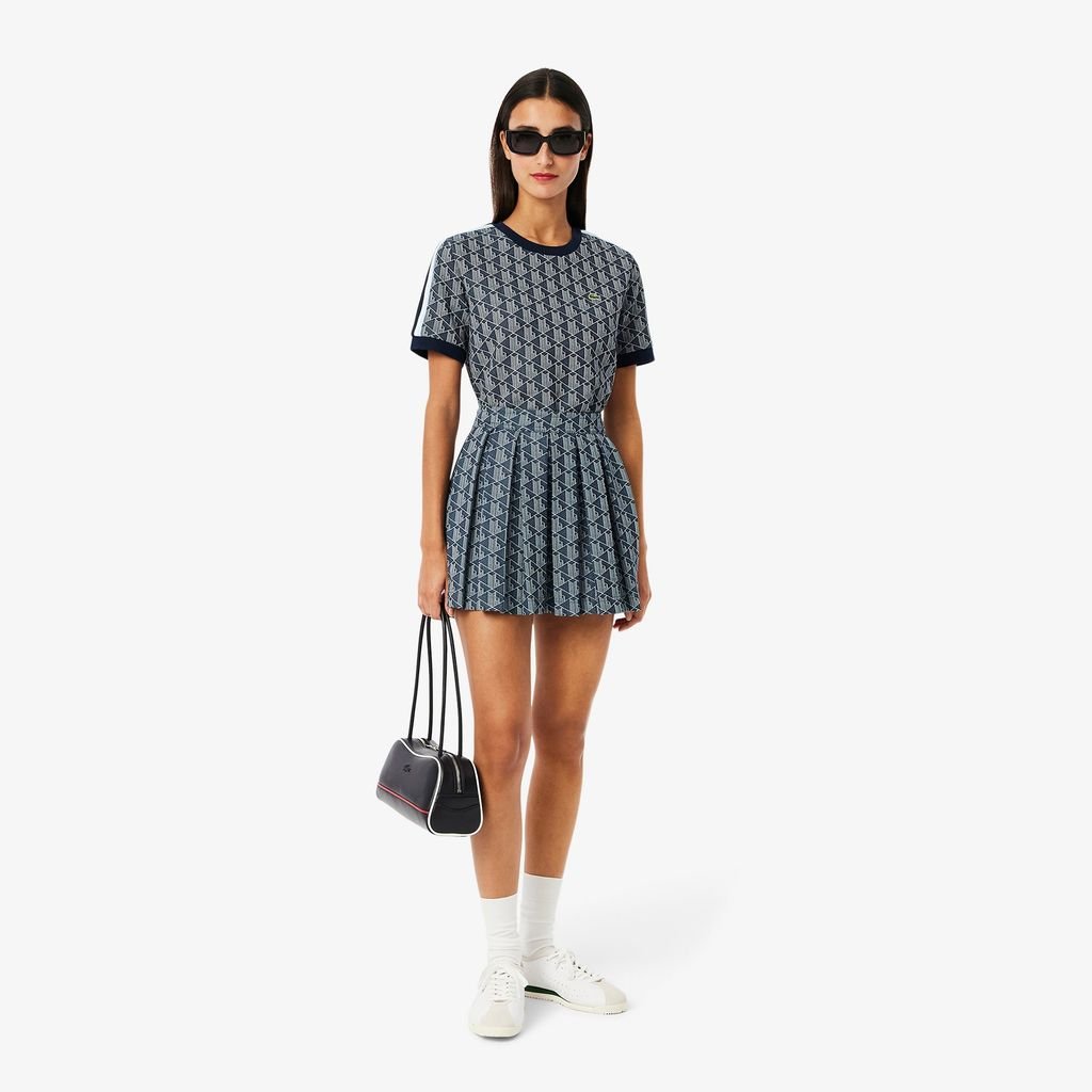 Áo Thun Lacoste Nữ Ôm Dáng Hoạt Tiết Jacquard Monogram