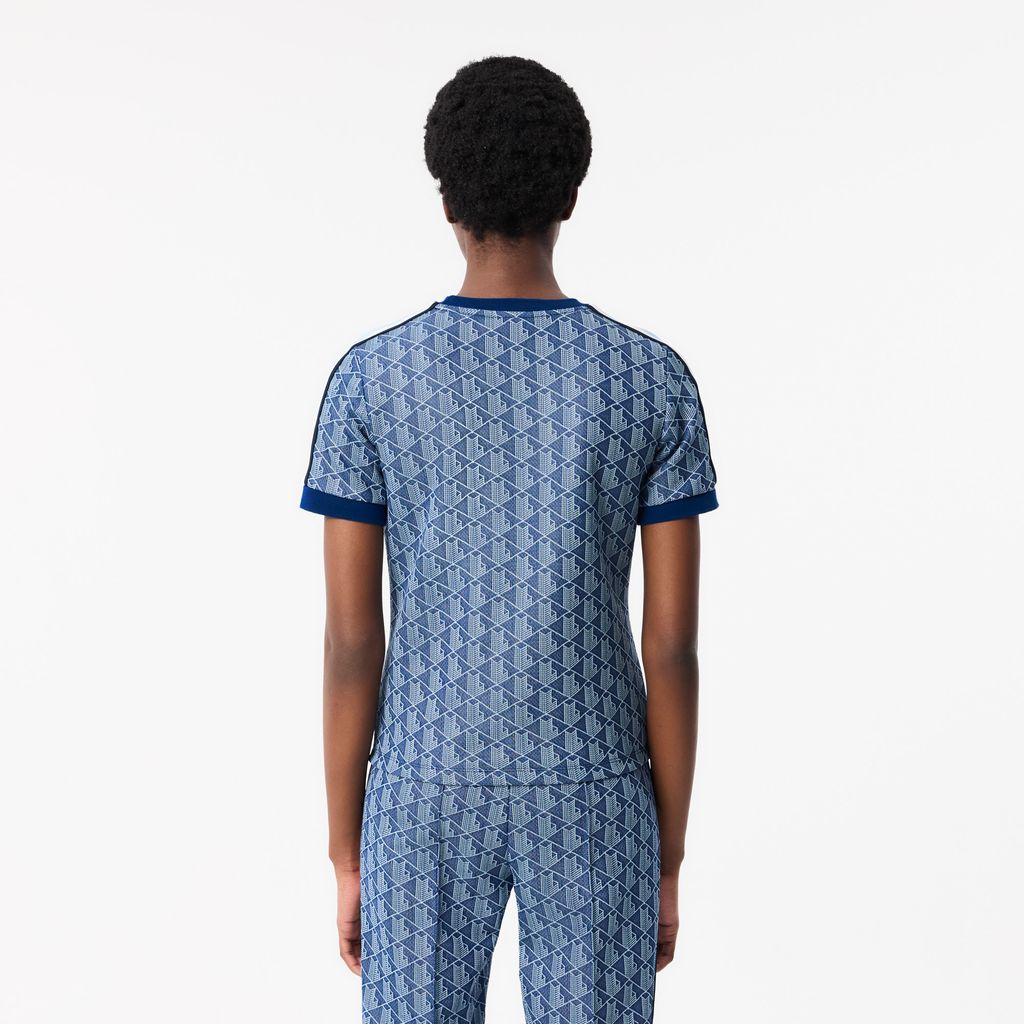 Áo Thun Lacoste Nữ Ôm Dáng Hoạt Tiết Jacquard Monogram