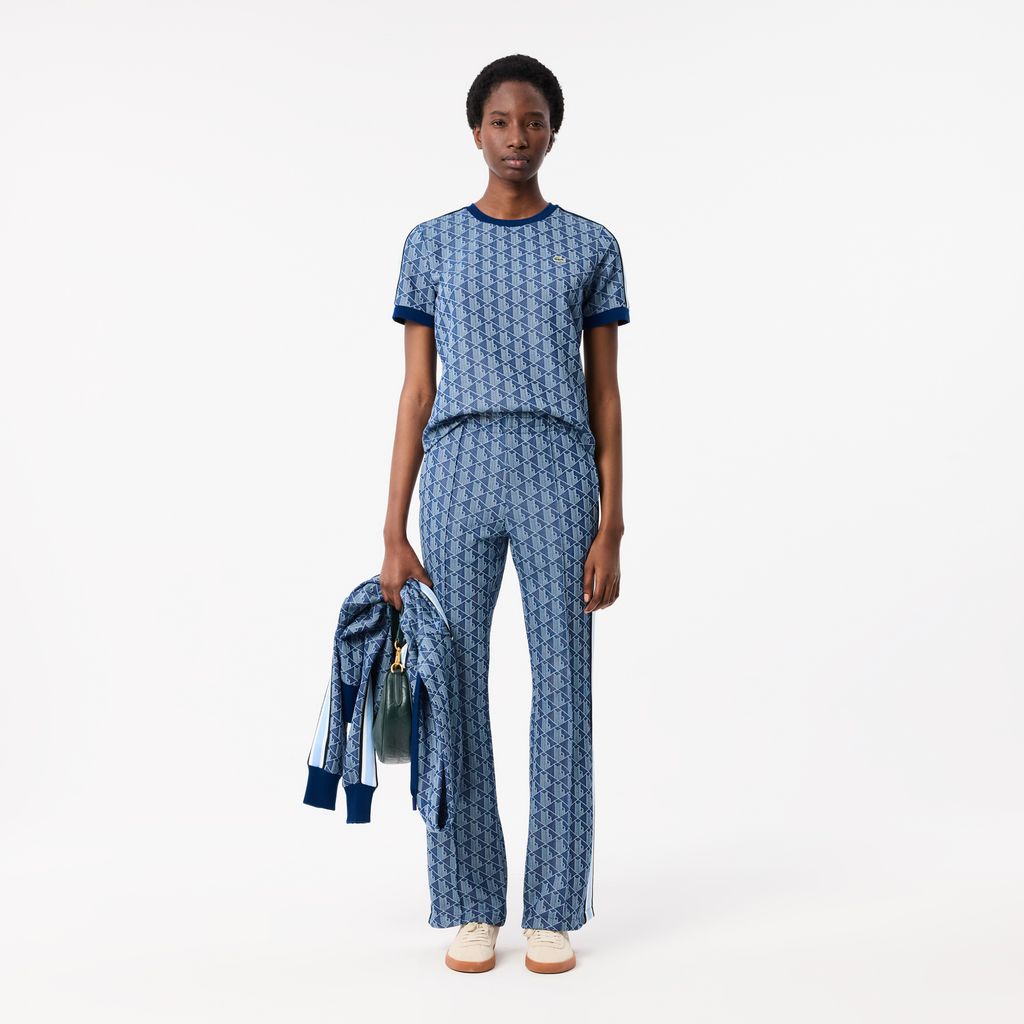 Áo Thun Lacoste Nữ Ôm Dáng Hoạt Tiết Jacquard Monogram