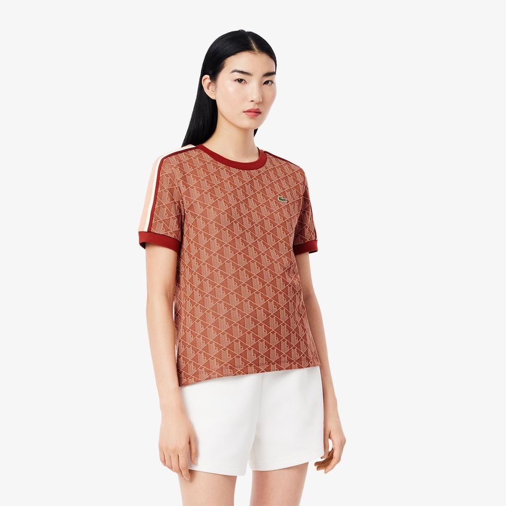 Áo Thun Lacoste Nữ Ôm Dáng Hoạt Tiết Jacquard Monogram