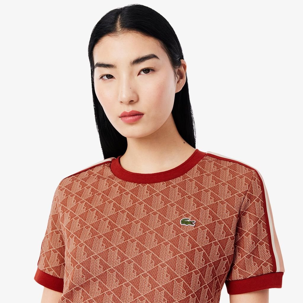 Áo Thun Lacoste Nữ Ôm Dáng Hoạt Tiết Jacquard Monogram