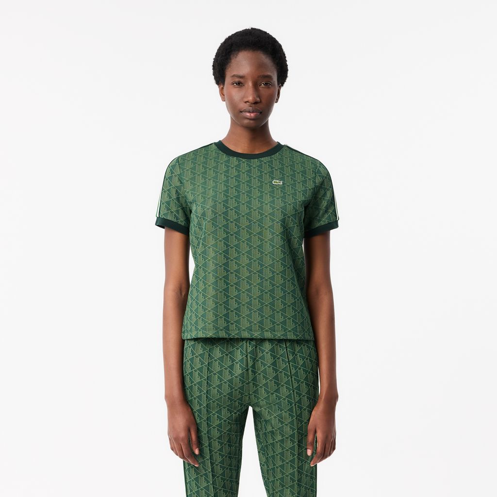 Áo Thun Lacoste Nữ Ôm Dáng Hoạt Tiết Jacquard Monogram