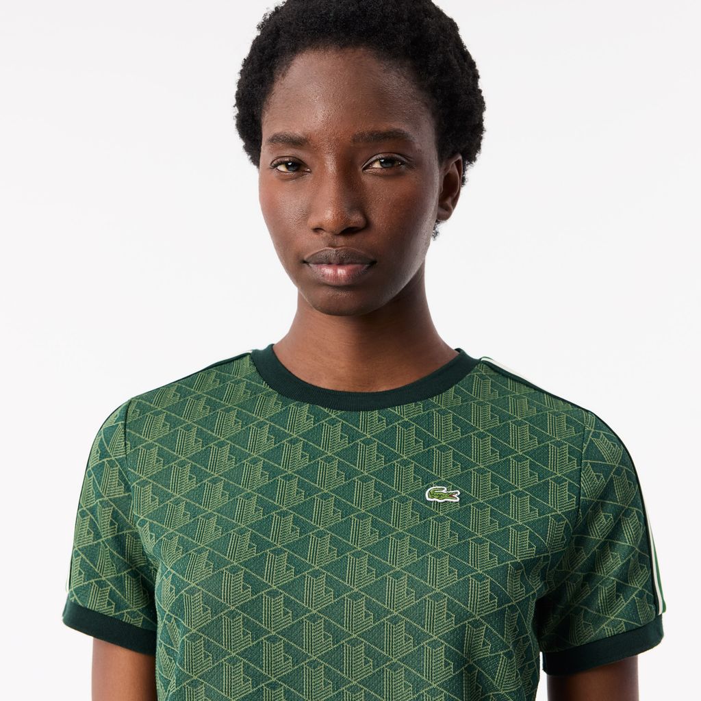 Áo Thun Lacoste Nữ Ôm Dáng Hoạt Tiết Jacquard Monogram