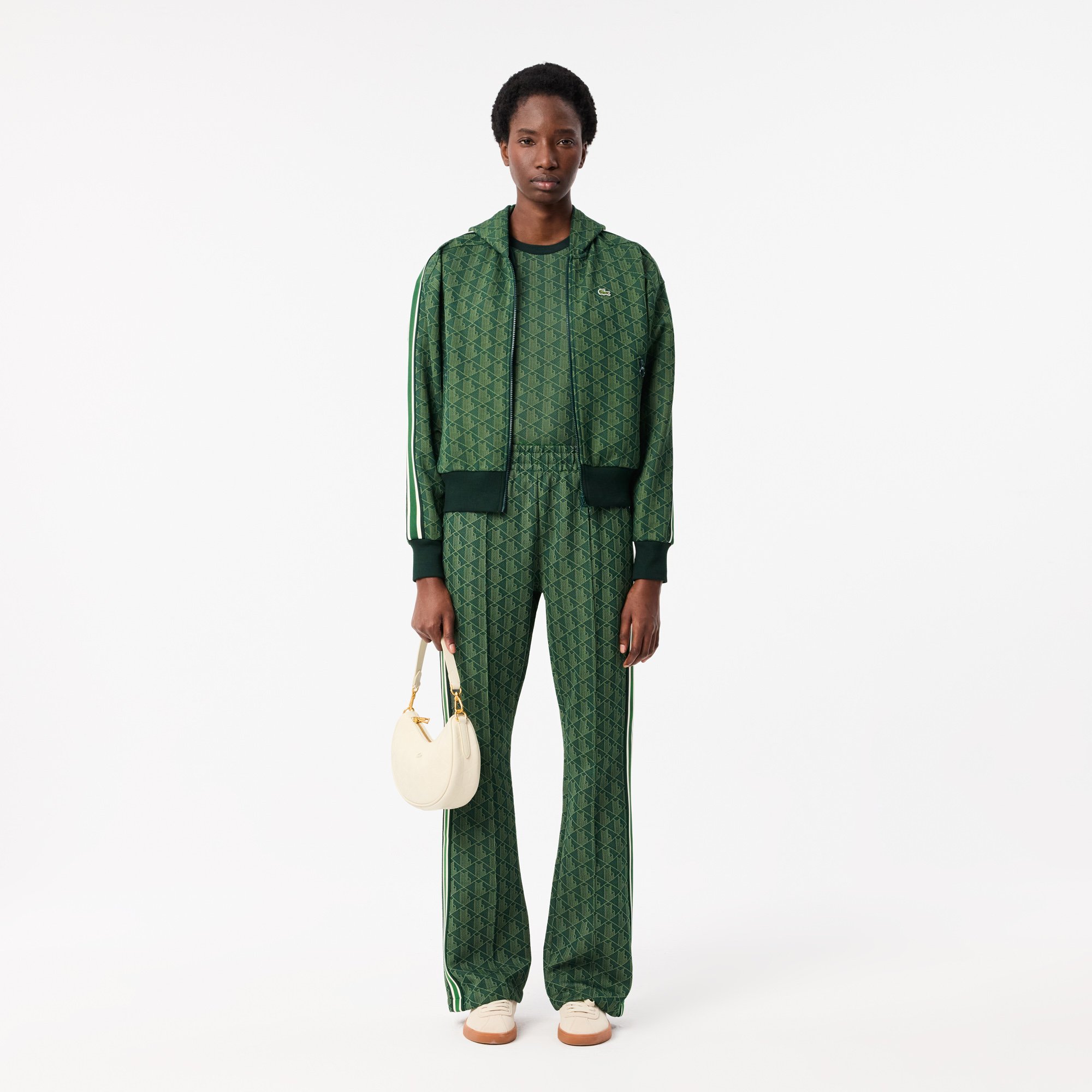 Áo Thun Lacoste Nữ Ôm Dáng Hoạt Tiết Jacquard Monogram