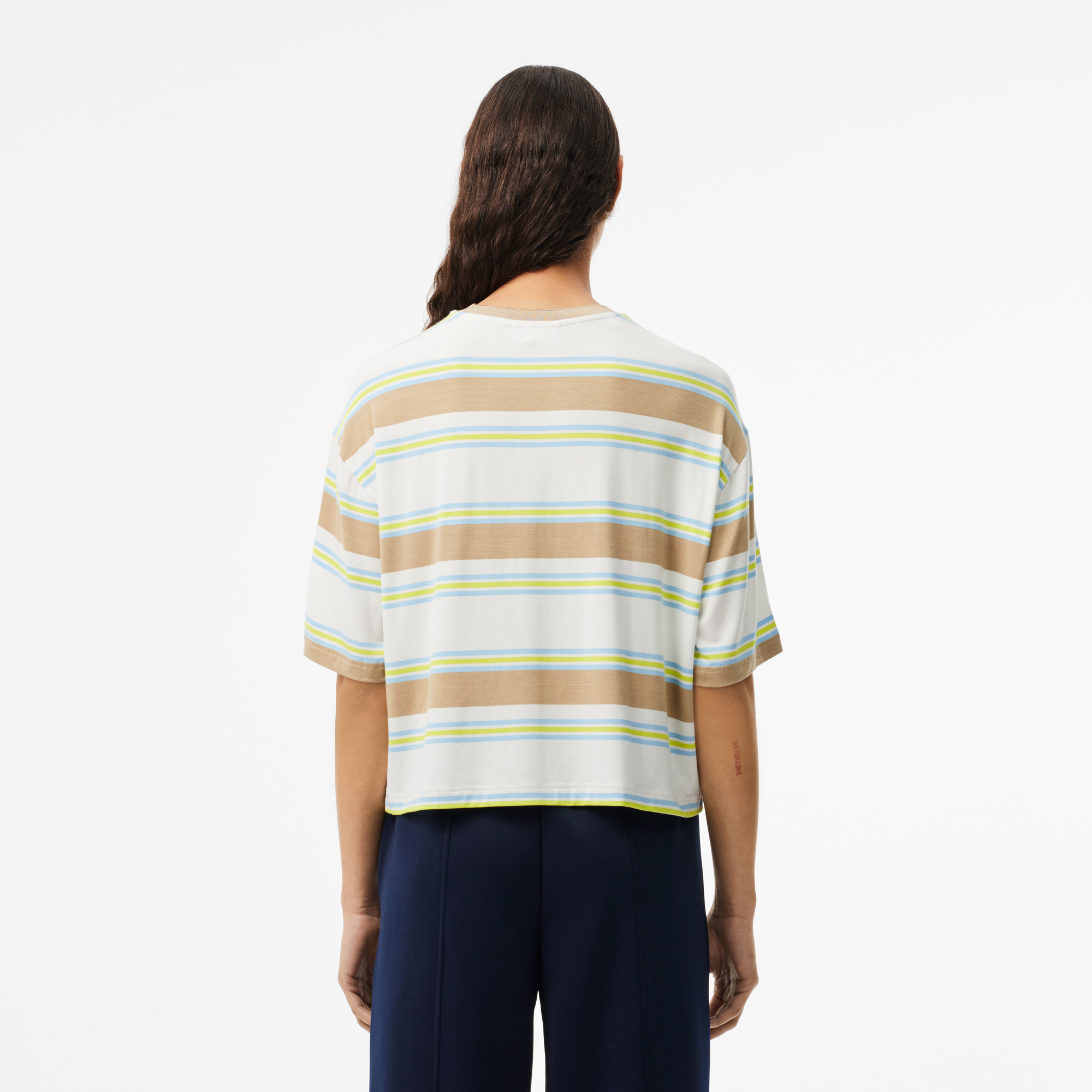 Áo Thun Lacoste Nữ Oversize Kẻ Sọc Chất Liệu Cotton