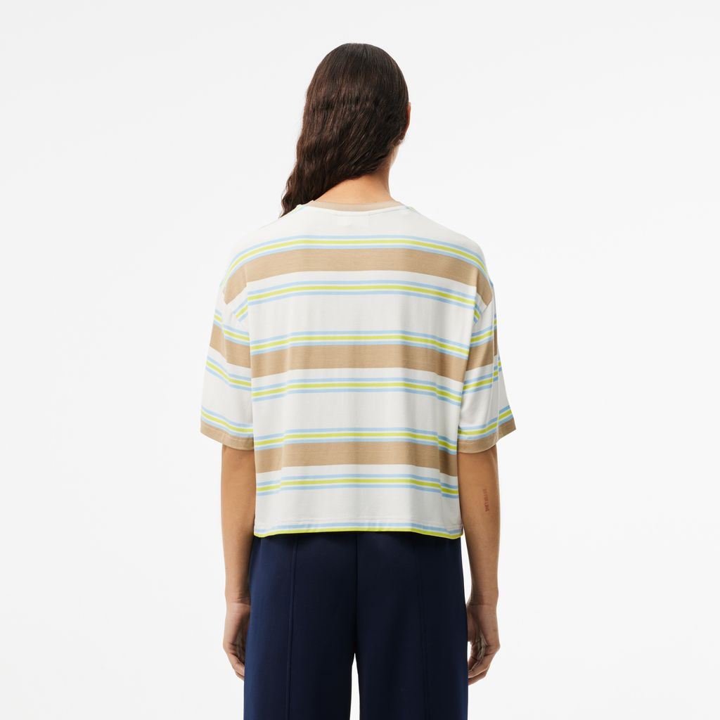 Áo Thun Lacoste Nữ Oversize Kẻ Sọc Chất Liệu Cotton