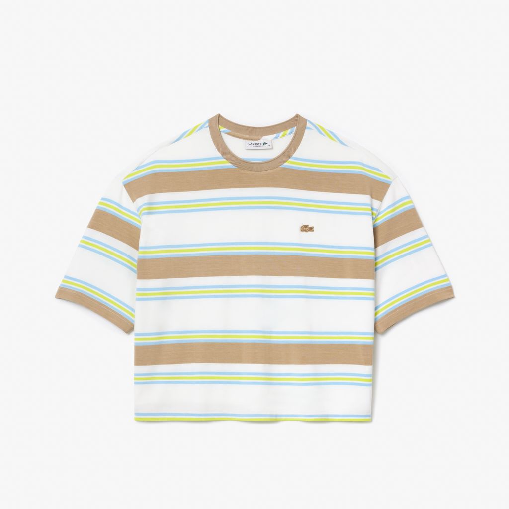 Áo Thun Lacoste Nữ Oversize Kẻ Sọc Chất Liệu Cotton