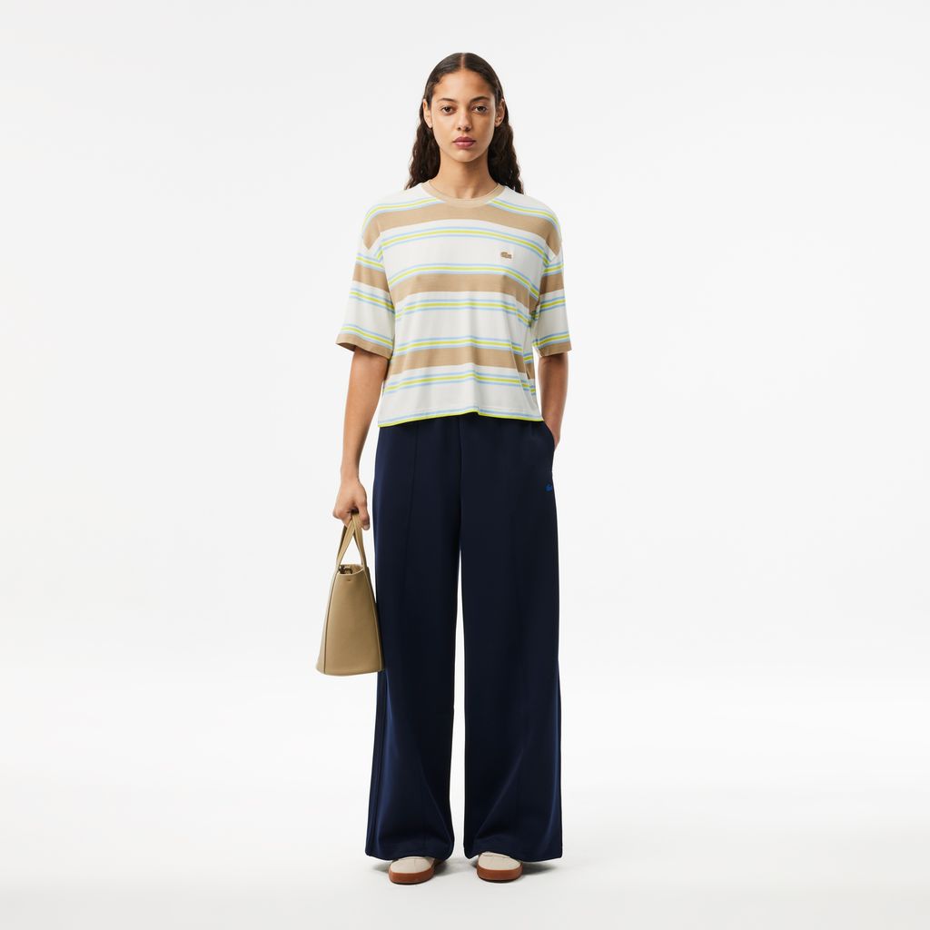 Áo Thun Lacoste Nữ Oversize Kẻ Sọc Chất Liệu Cotton