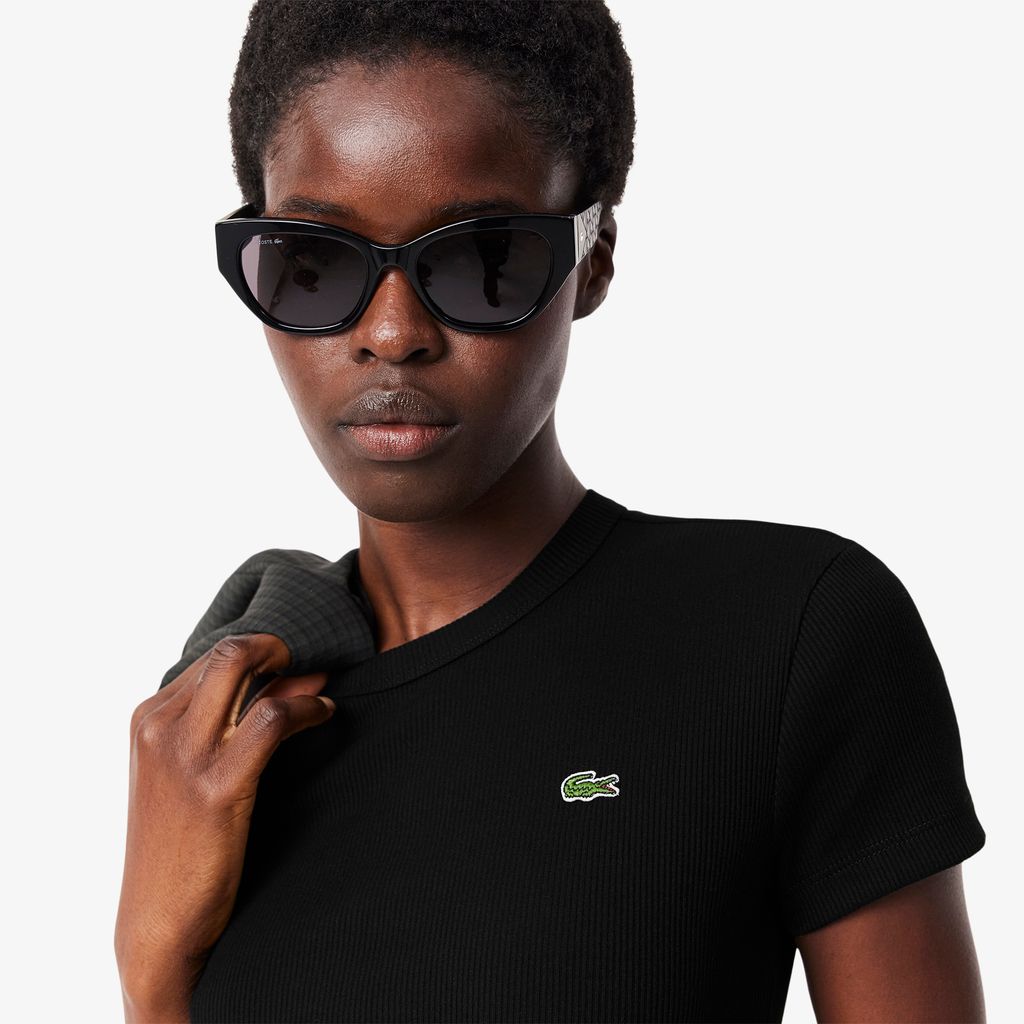 Áo Thun Lacoste Nữ Ôm Dáng Chất Liệu Cotton Gân