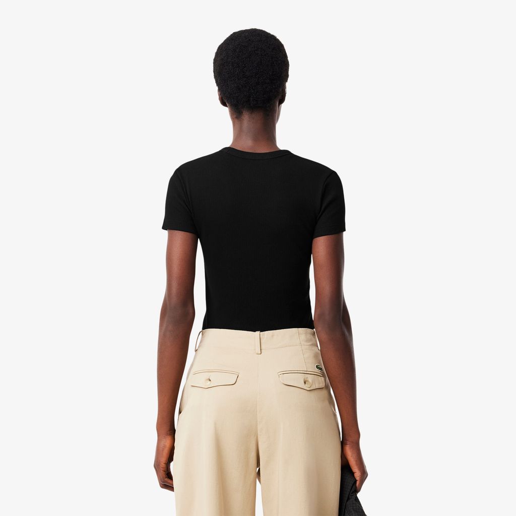 Áo Thun Lacoste Nữ Ôm Dáng Chất Liệu Cotton Gân