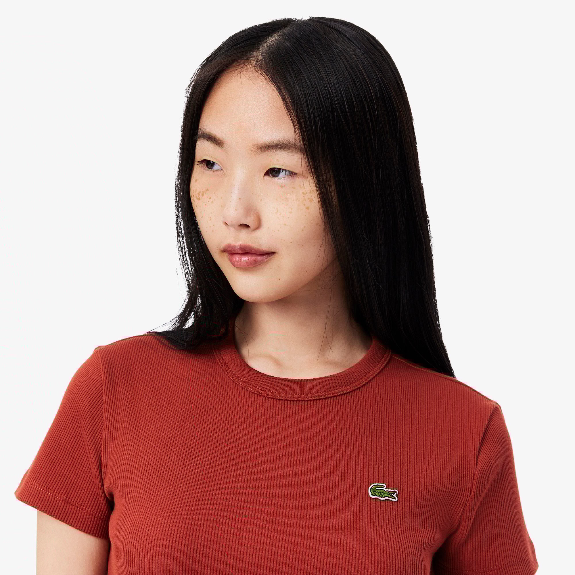 Áo Thun Lacoste Nữ Ôm Dáng Chất Liệu Cotton Gân