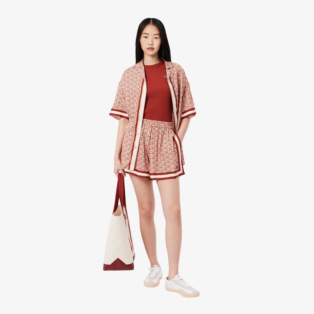 Áo Thun Lacoste Nữ Ôm Dáng Chất Liệu Cotton Gân