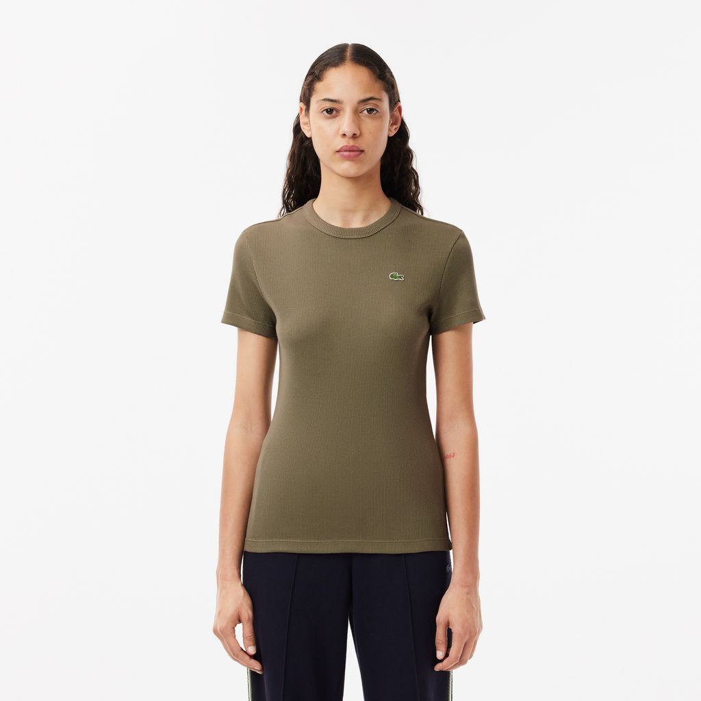 Áo Thun Lacoste Nữ Ôm Dáng Chất Liệu Cotton Gân