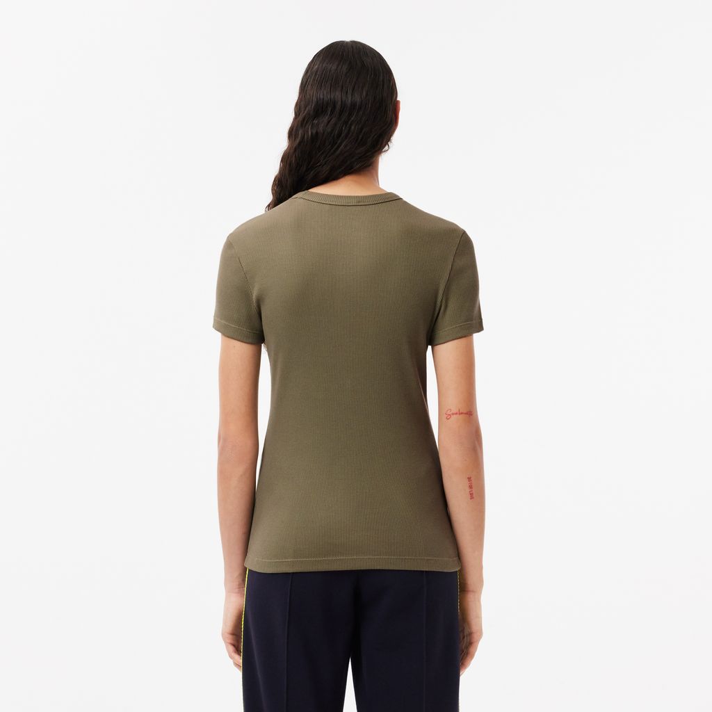 Áo Thun Lacoste Nữ Ôm Dáng Chất Liệu Cotton Gân