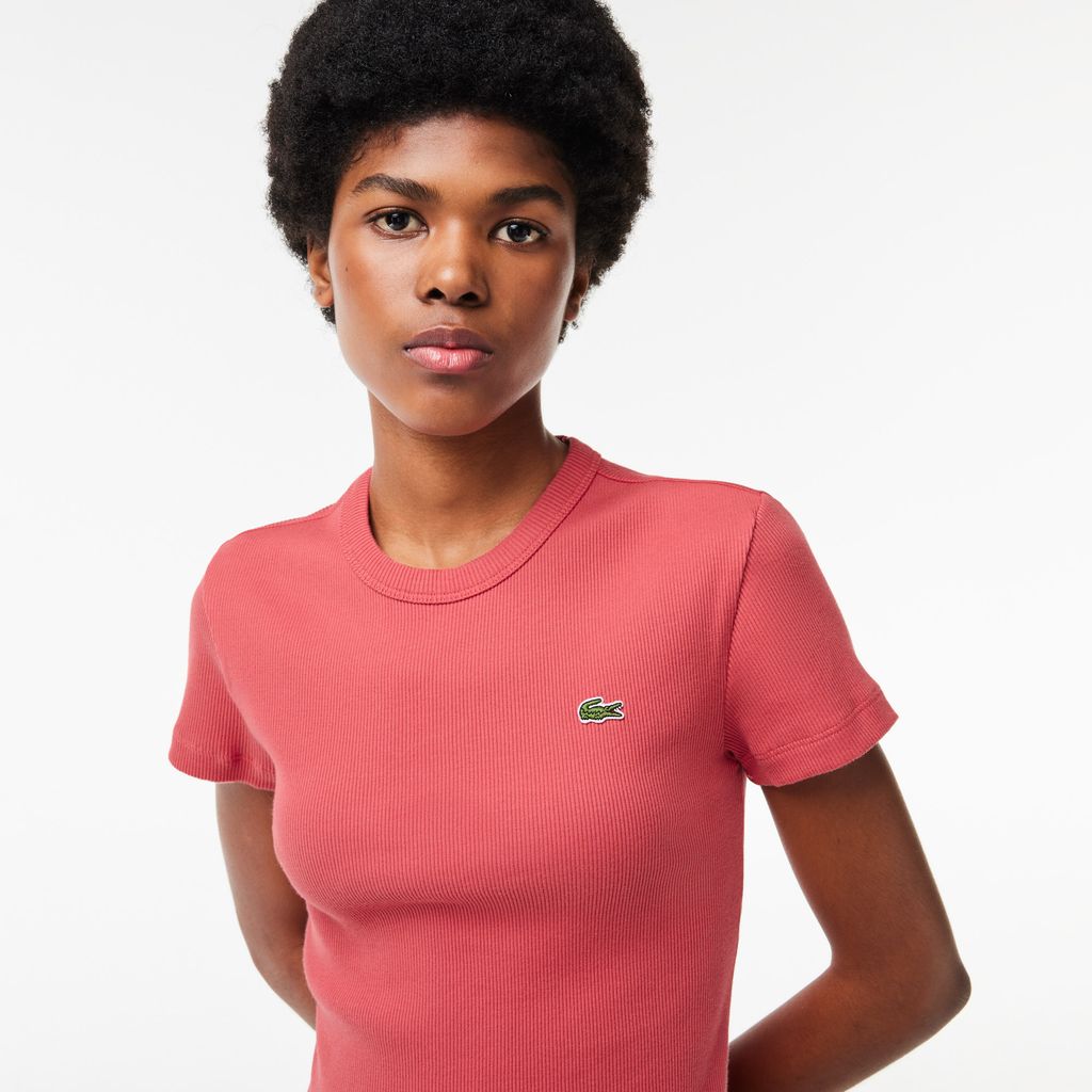 Áo Thun Lacoste Nữ Ôm Dáng Chất Liệu Cotton Gân
