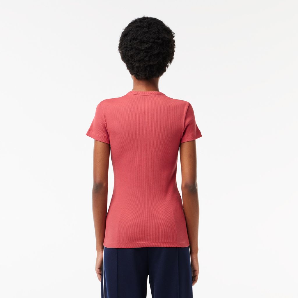 Áo Thun Lacoste Nữ Ôm Dáng Chất Liệu Cotton Gân