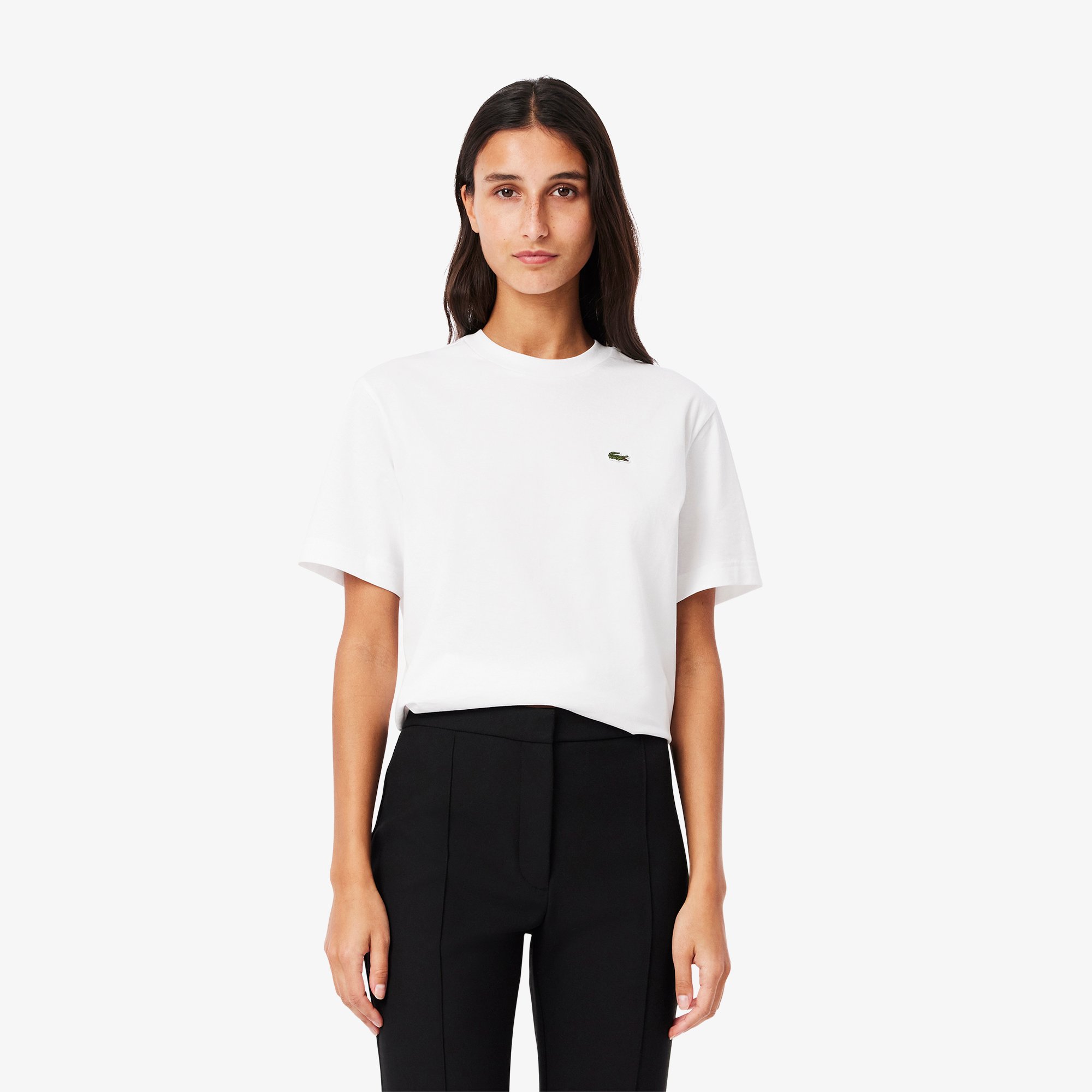 Áo Thun Lacoste Nữ Dáng Rộng Mái Chất Liệu Cotton Mềm