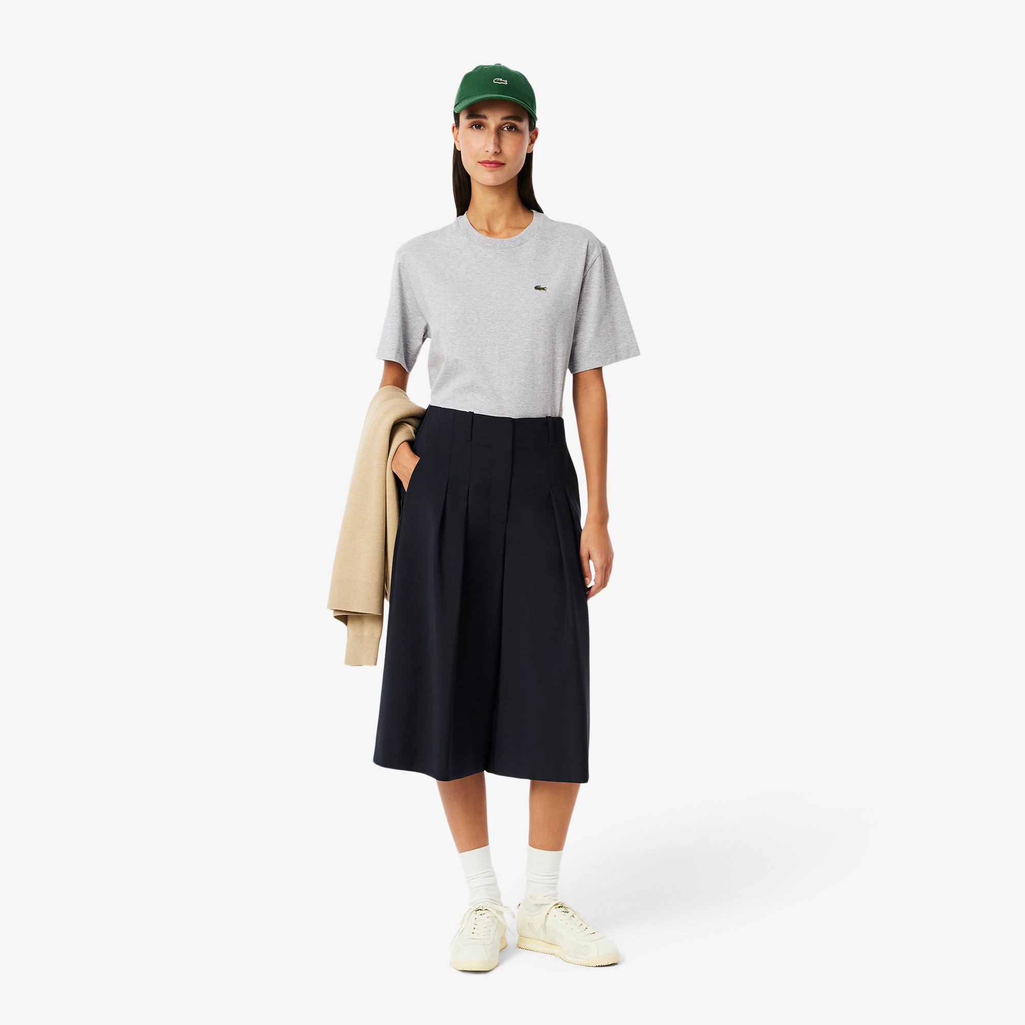 Áo Thun Lacoste Nữ Dáng Rộng Mái Chất Liệu Cotton Mềm