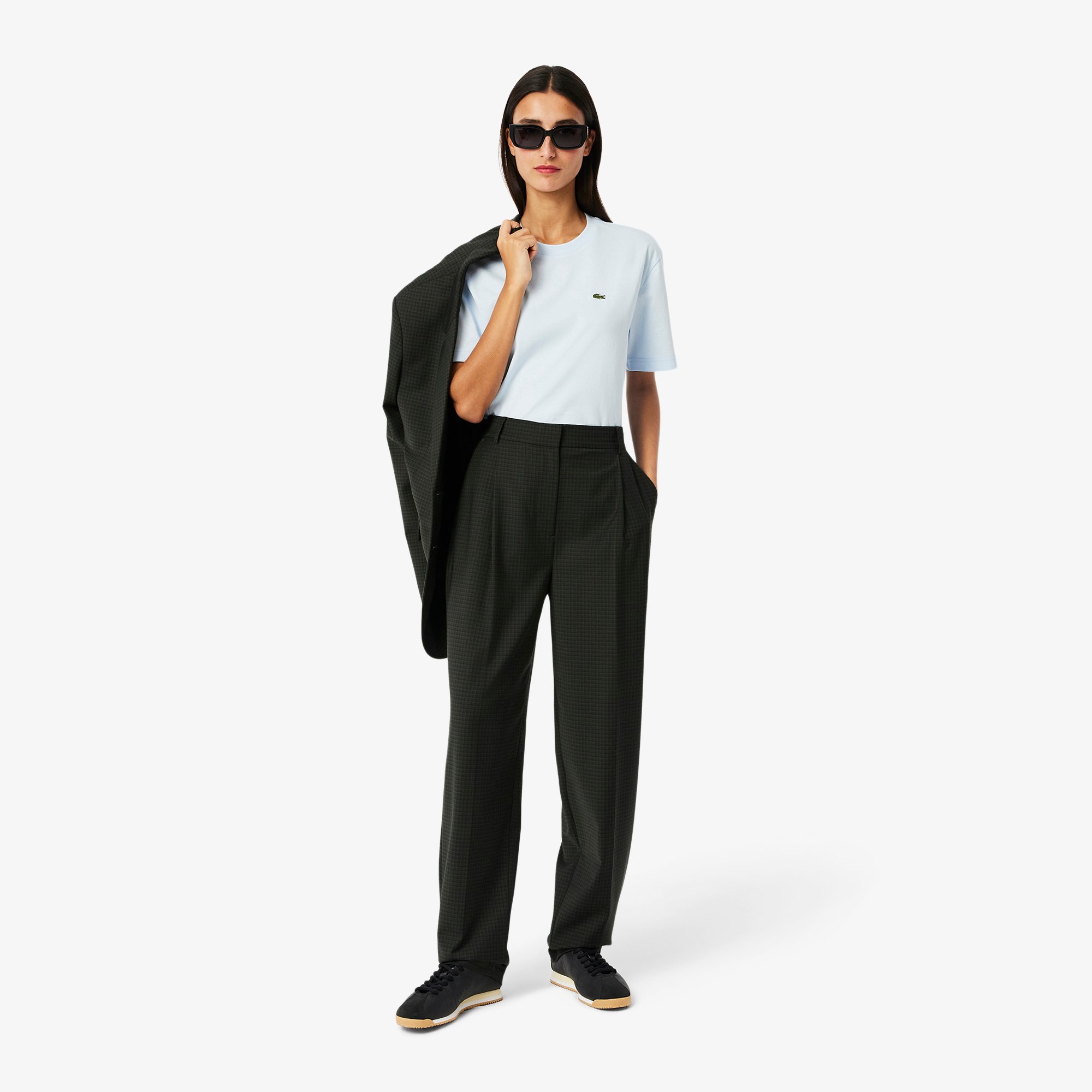 Áo Thun Lacoste Nữ Dáng Rộng Mái Chất Liệu Cotton Mềm