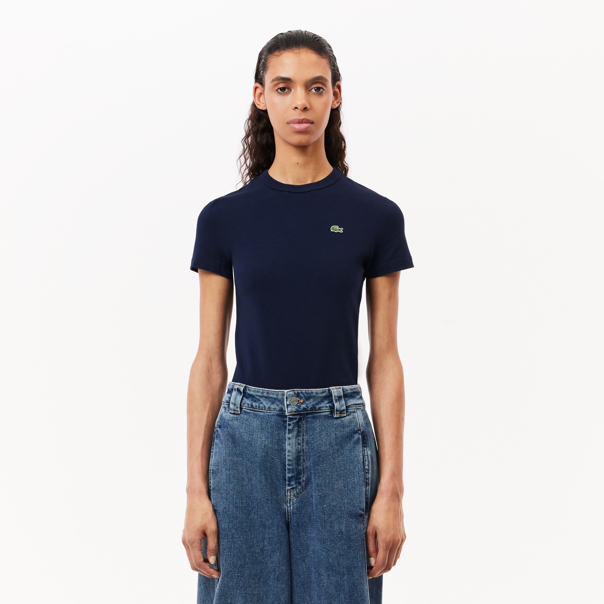 Áo Thun Lacoste Nữ Ôm Dáng Chất Liệu Cotton Co Dãn