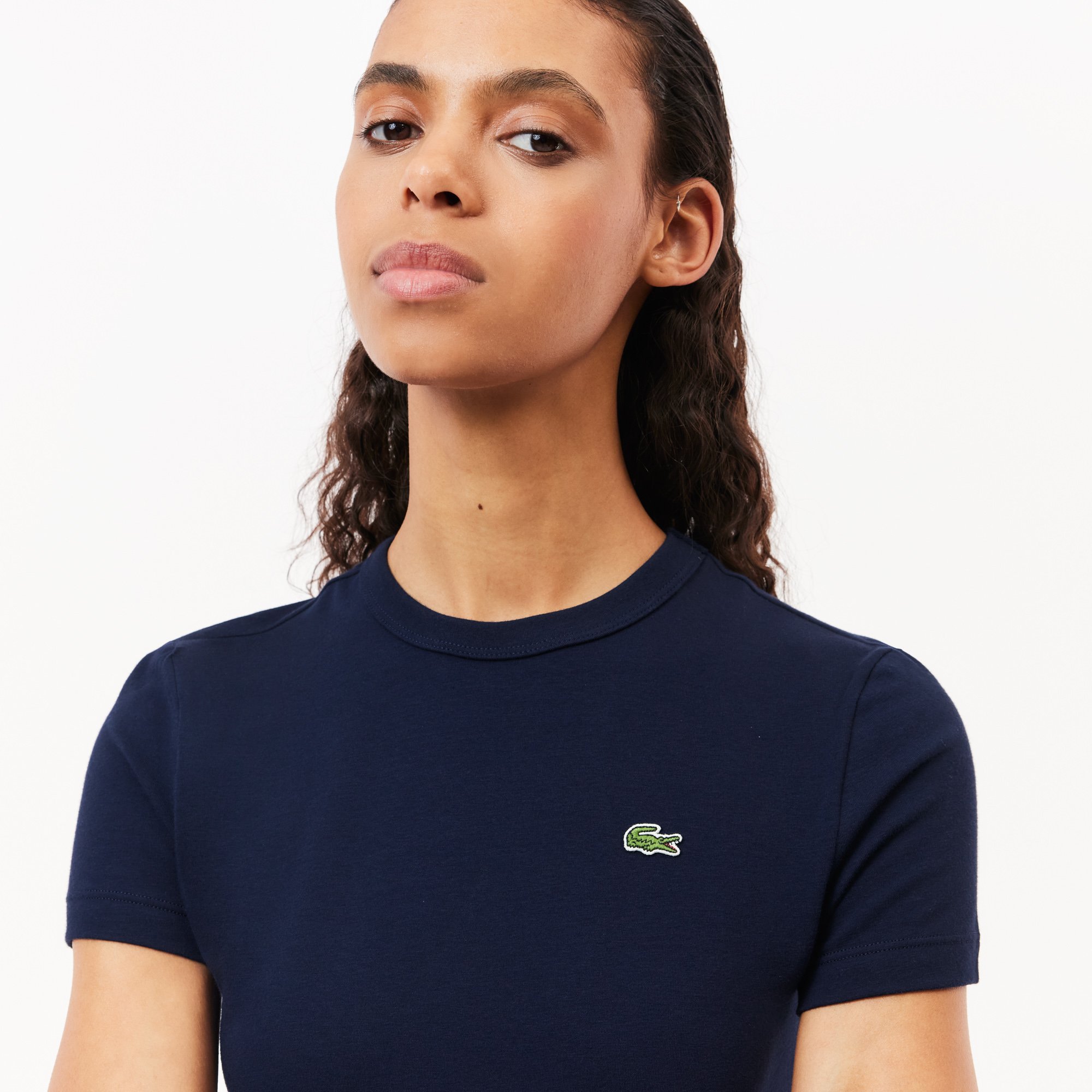 Áo Thun Lacoste Nữ Ôm Dáng Chất Liệu Cotton Co Dãn
